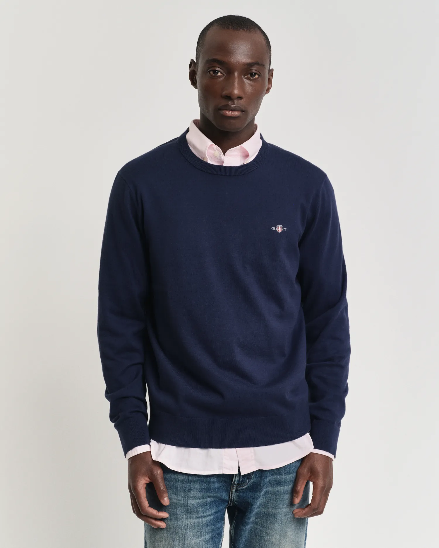 Basic katoenen sweater met ronde hals